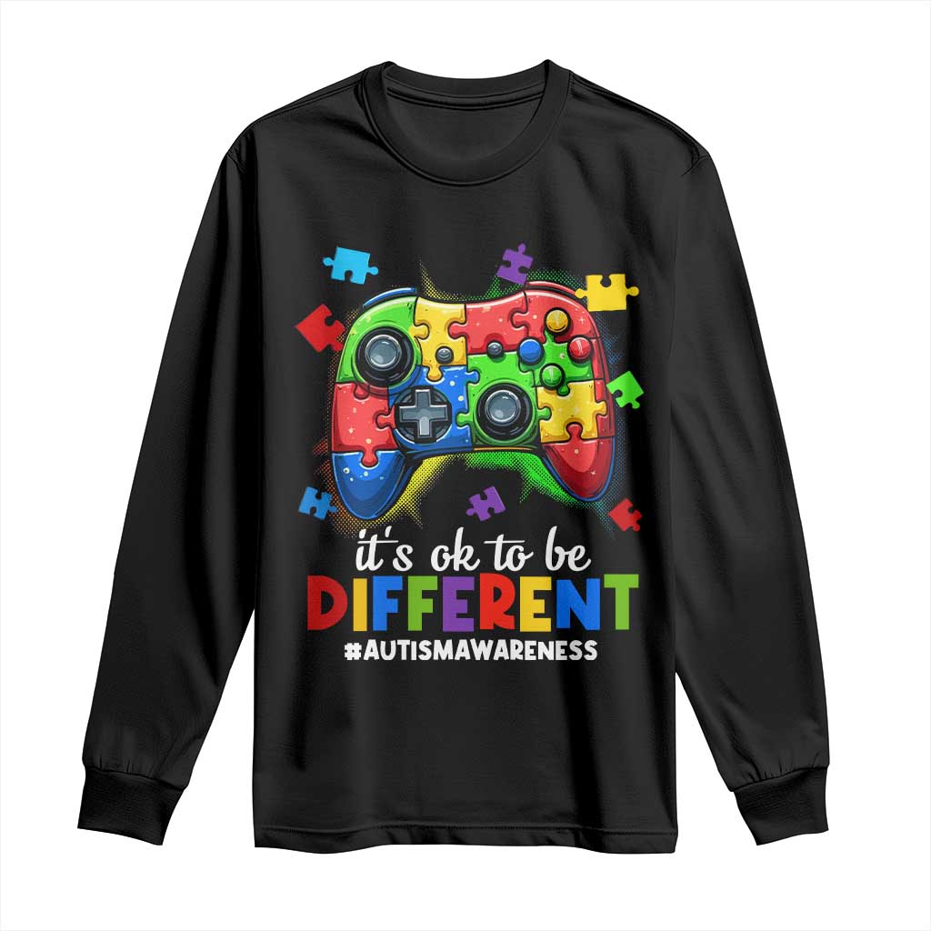 Video Game Autism Support Long Sleeve Shirt It's Ok To Be Different Kids