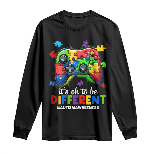 Video Game Autism Support Long Sleeve Shirt It's Ok To Be Different Kids