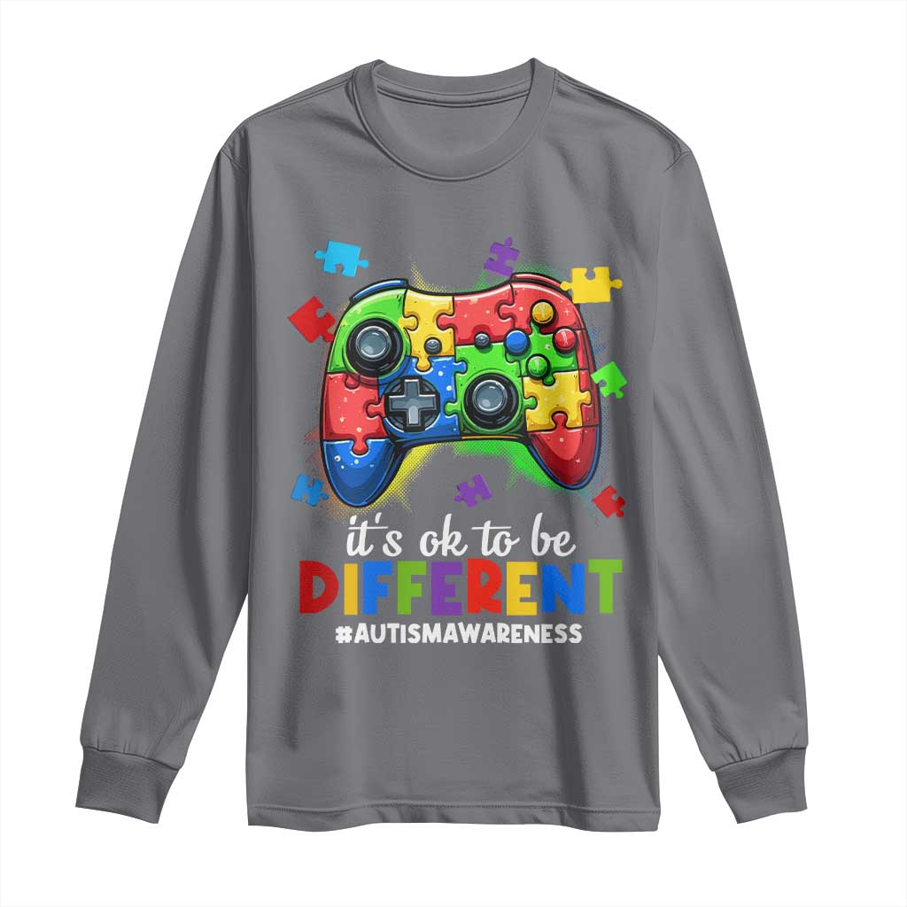 Video Game Autism Support Long Sleeve Shirt It's Ok To Be Different Kids