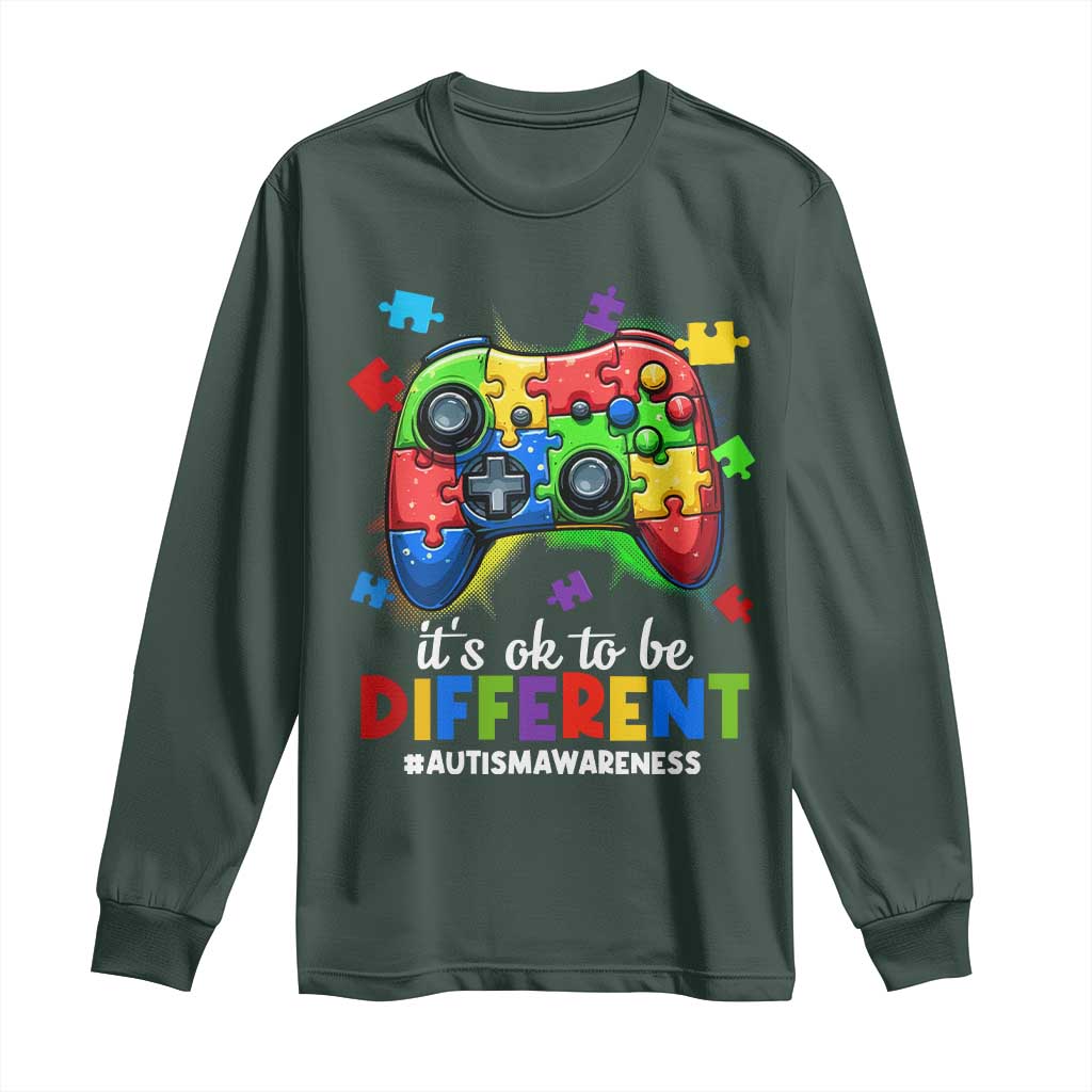 Video Game Autism Support Long Sleeve Shirt It's Ok To Be Different Kids