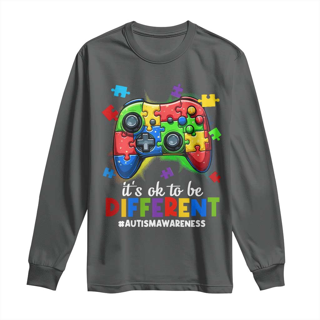 Video Game Autism Support Long Sleeve Shirt It's Ok To Be Different Kids