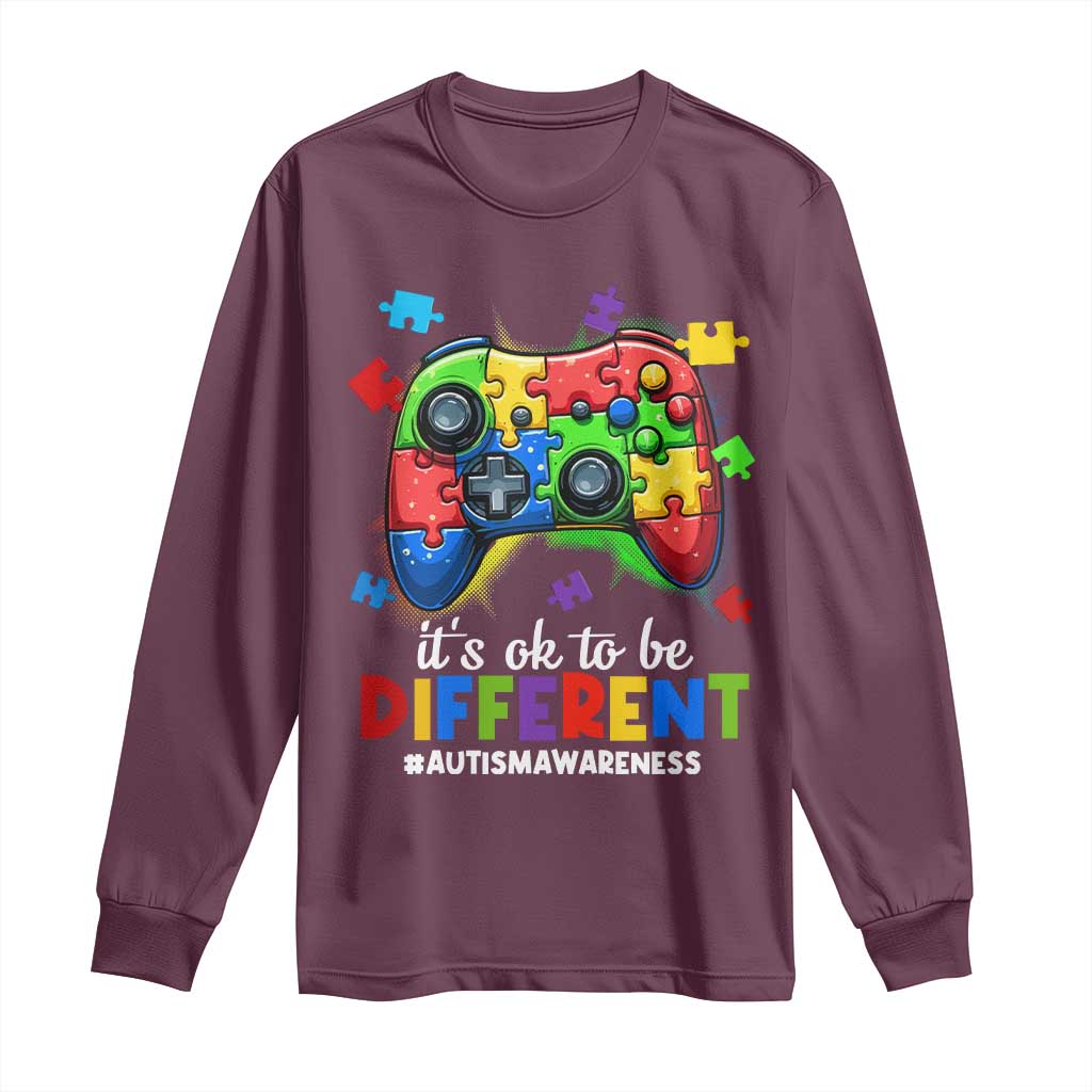 Video Game Autism Support Long Sleeve Shirt It's Ok To Be Different Kids