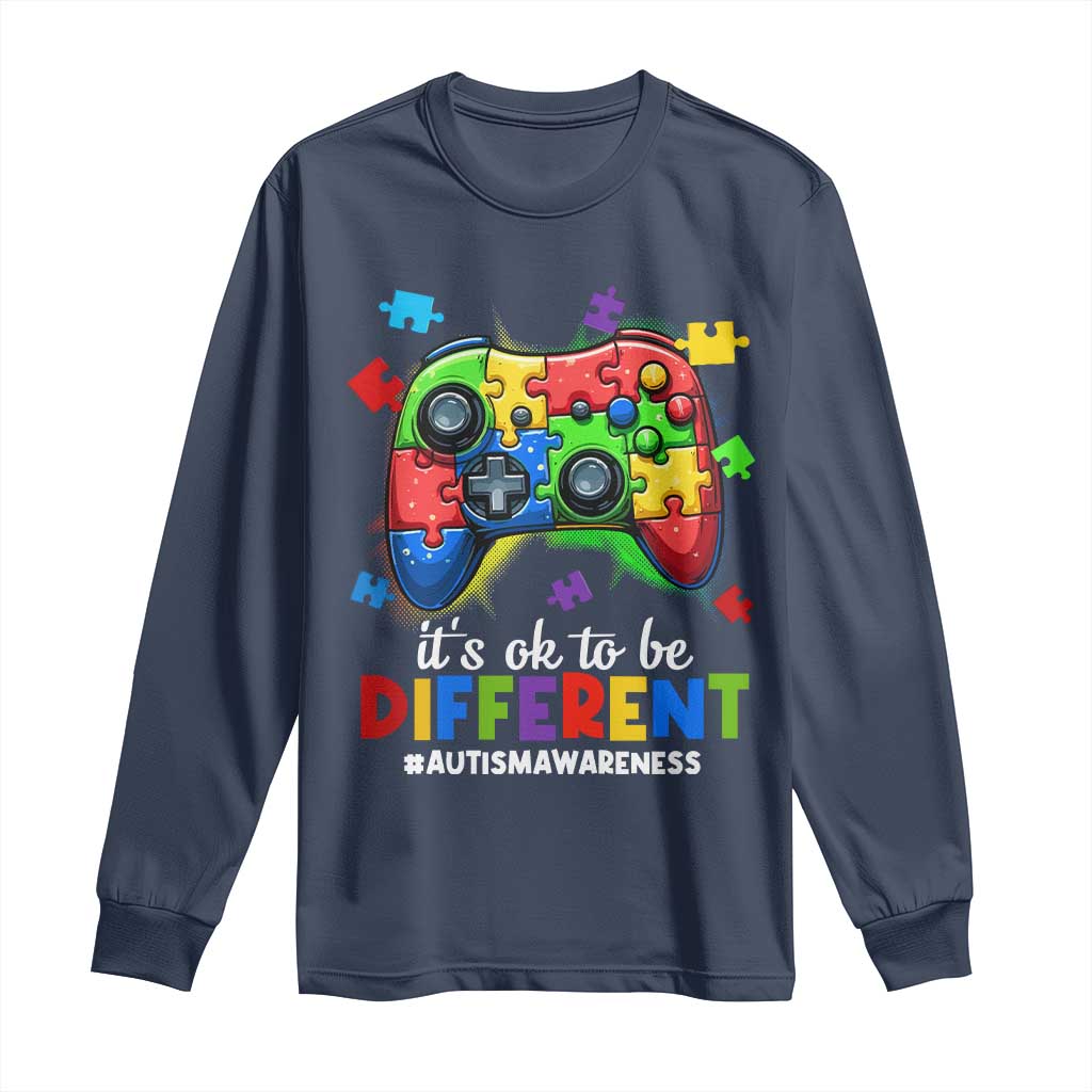 Video Game Autism Support Long Sleeve Shirt It's Ok To Be Different Kids
