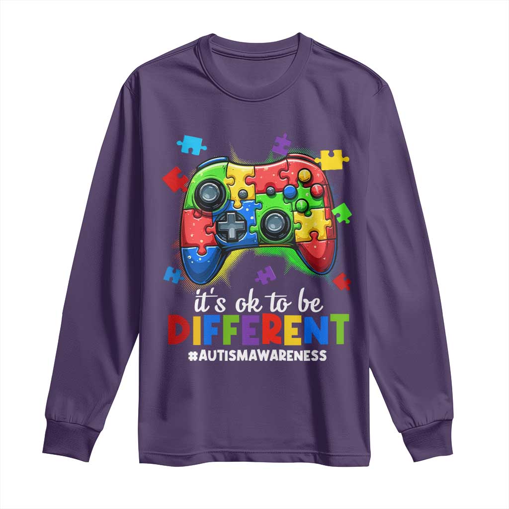 Video Game Autism Support Long Sleeve Shirt It's Ok To Be Different Kids