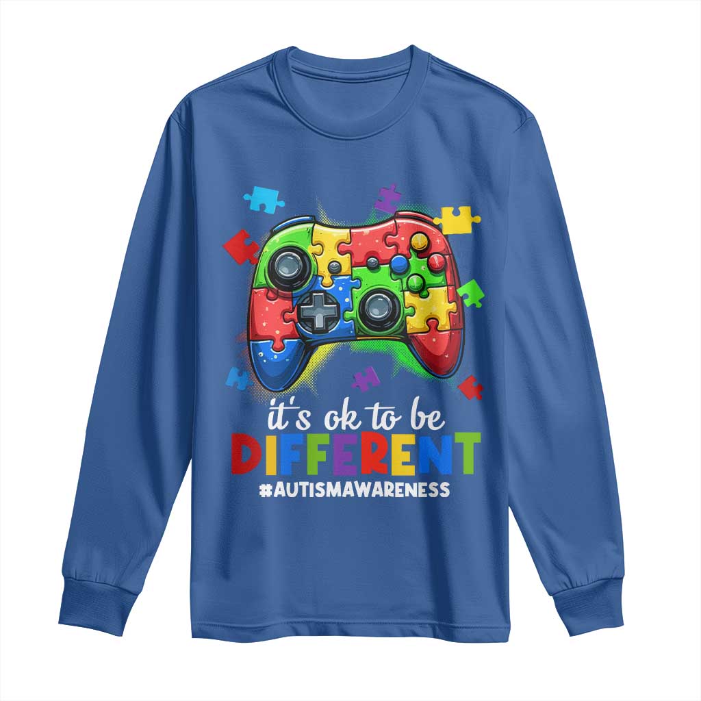 Video Game Autism Support Long Sleeve Shirt It's Ok To Be Different Kids