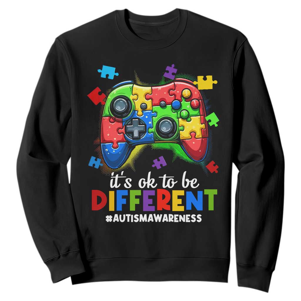 Video Game Autism Support Sweatshirt It's Ok To Be Different Kids