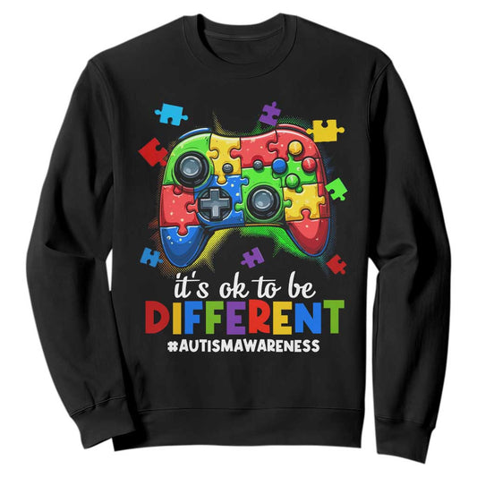 Video Game Autism Support Sweatshirt It's Ok To Be Different Kids