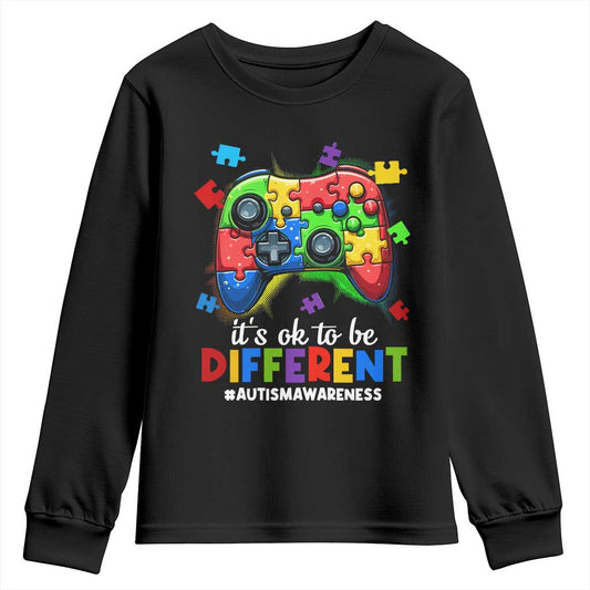 Video Game Autism Support Youth Sweatshirt It's Ok To Be Different Kids