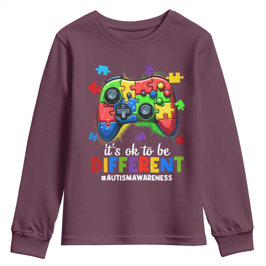 Video Game Autism Support Youth Sweatshirt It's Ok To Be Different Kids
