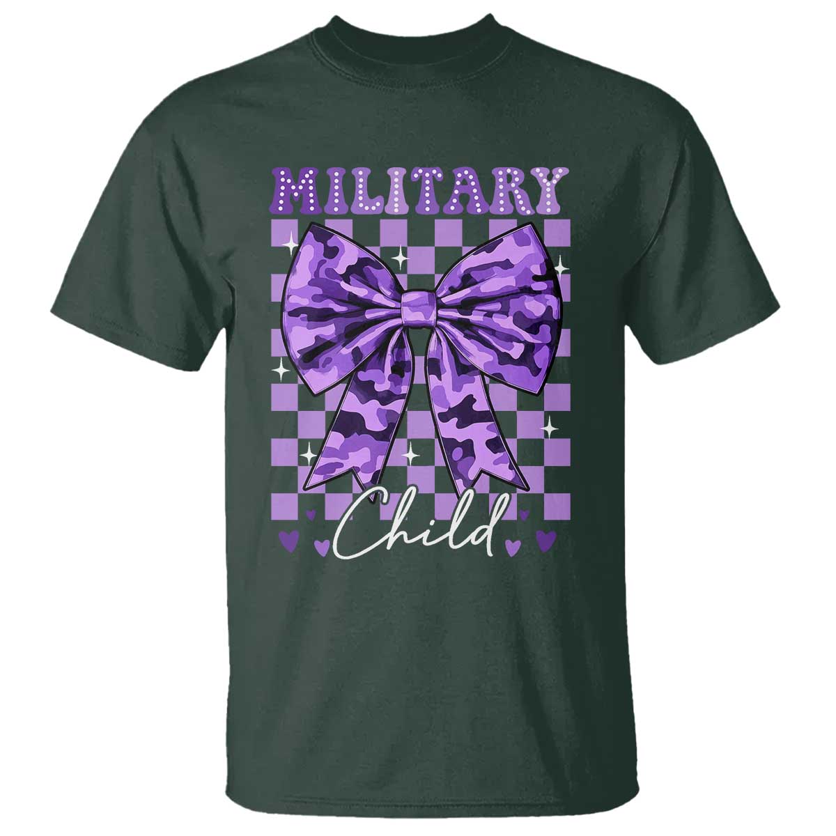 military-child-coquette-bow-t-shirt-purple-up-camo