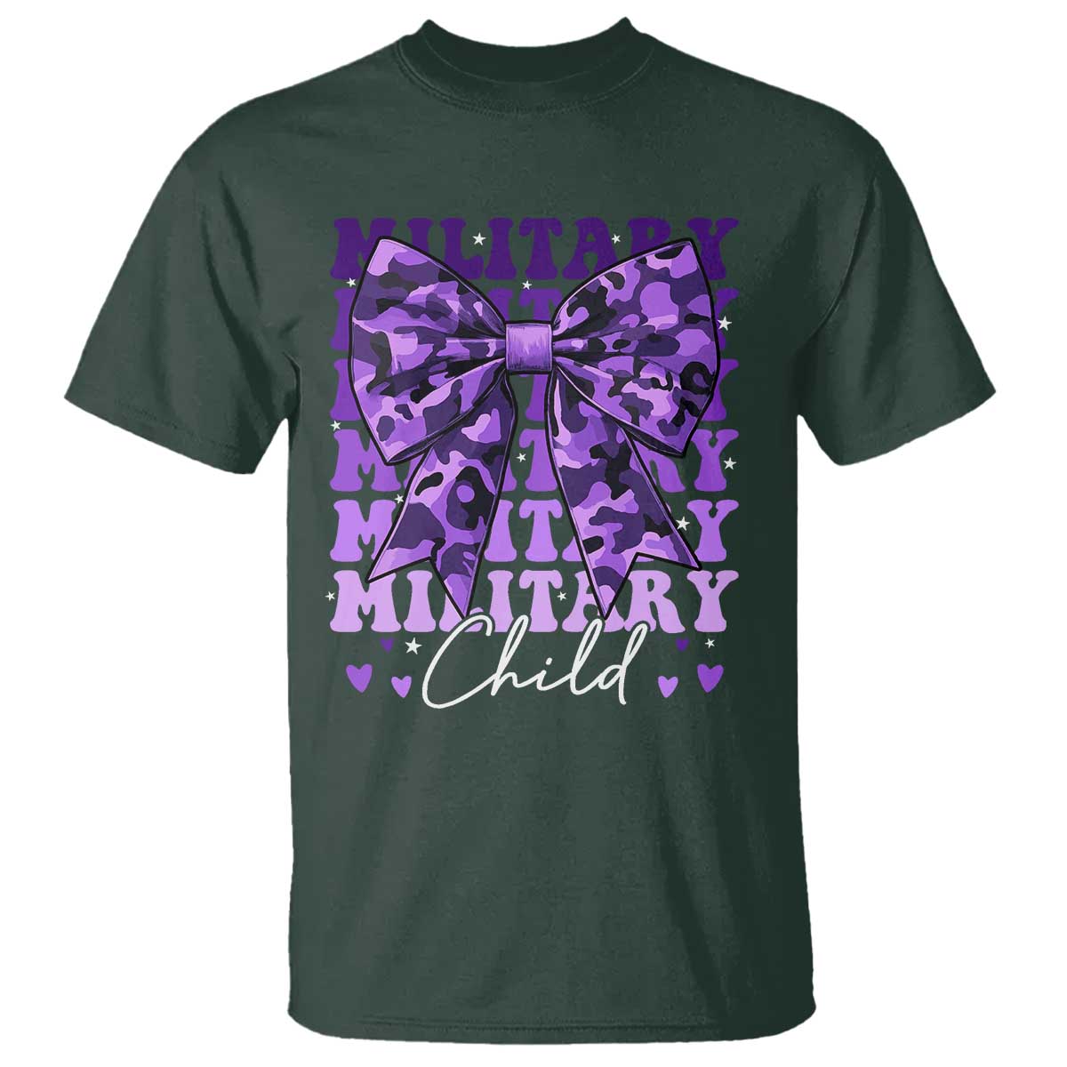 military-child-coquette-bow-t-shirt-purple-up-camo-kids-girls