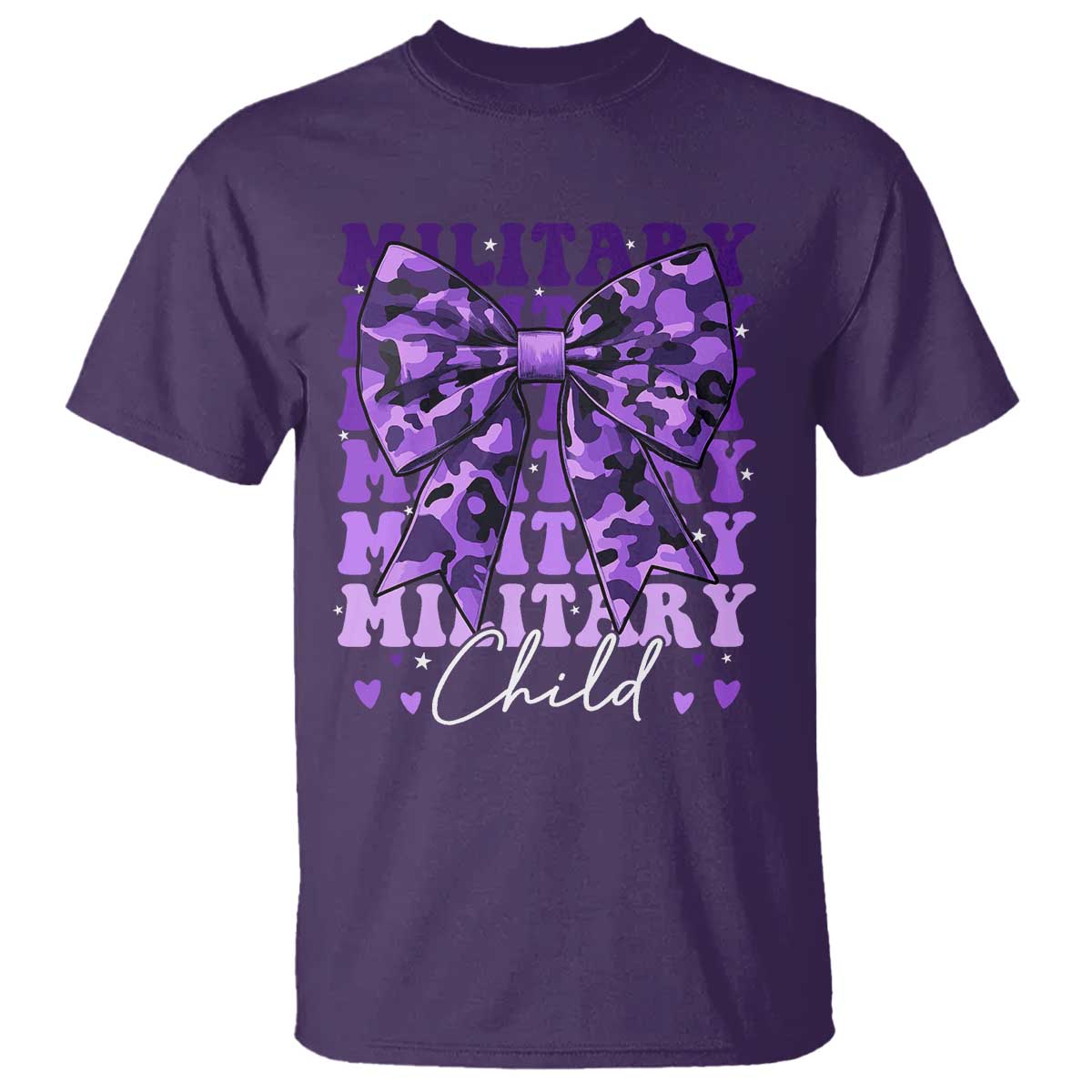 military-child-coquette-bow-t-shirt-purple-up-camo-kids-girls