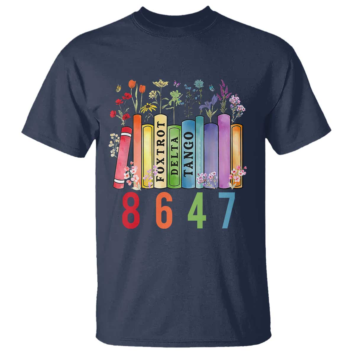 retro-8647-t-shirt-foxtrots-delta-tangos-book-flower