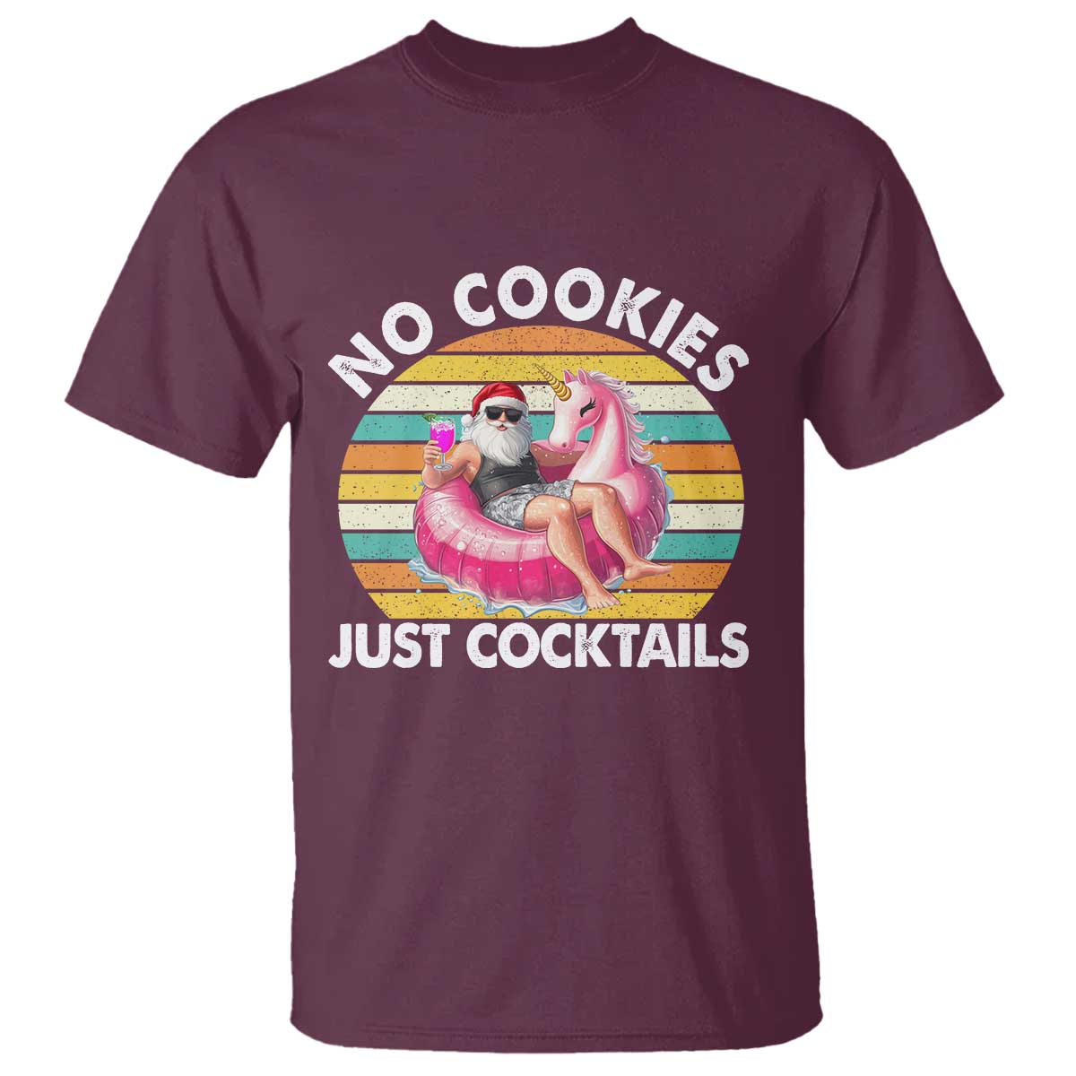 santa-christmas-in-july-t-shirt-no-cookies-just-cocktails-flamingo-summer-beach-hawaii