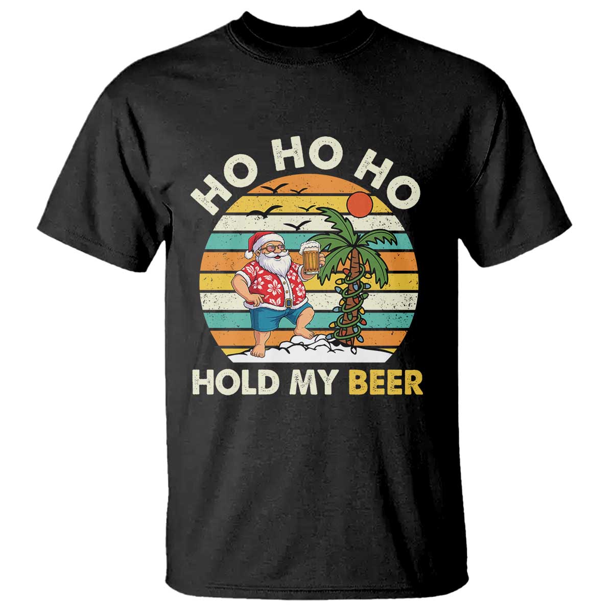 christmas-in-july-santa-ho-ho-hold-my-beer-t-shirt-summer-beach-hawaii-santa-usa-flag