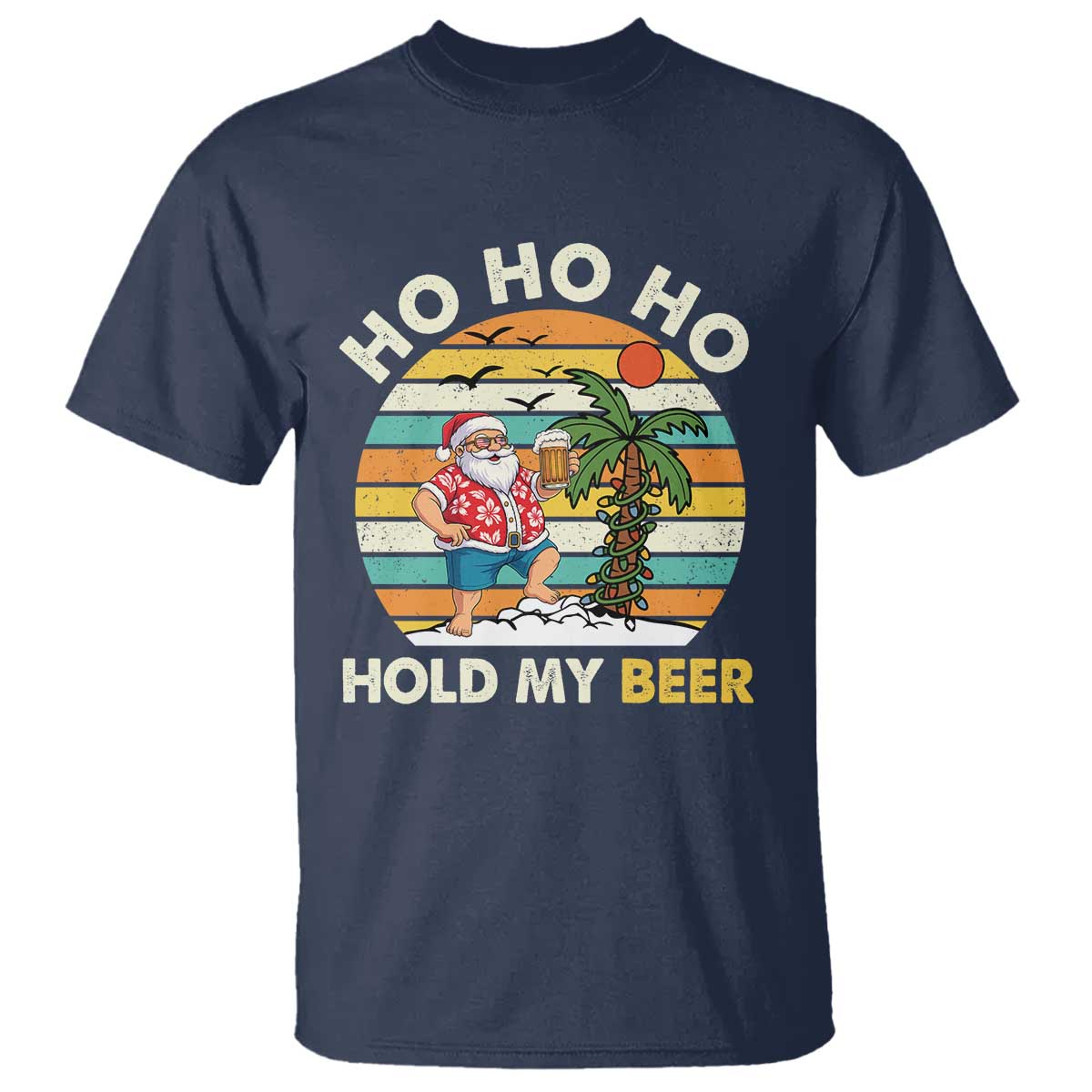 christmas-in-july-santa-ho-ho-hold-my-beer-t-shirt-summer-beach-hawaii-santa-usa-flag