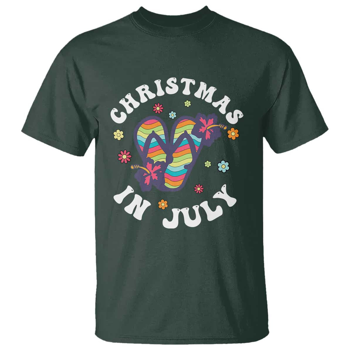 christmas-in-july-summer-beach-t-shirt-hawaii-flip-flops-hibiscus