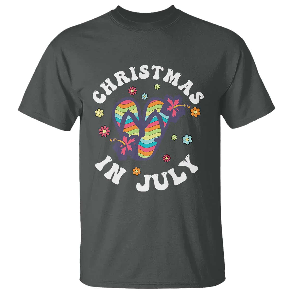 christmas-in-july-summer-beach-t-shirt-hawaii-flip-flops-hibiscus