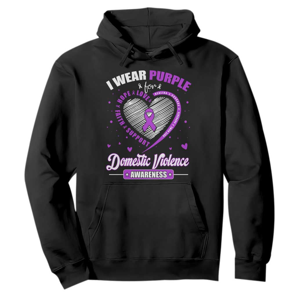 Domestic Violence Prevention Hoodie Purple Ribbon Support Survivor