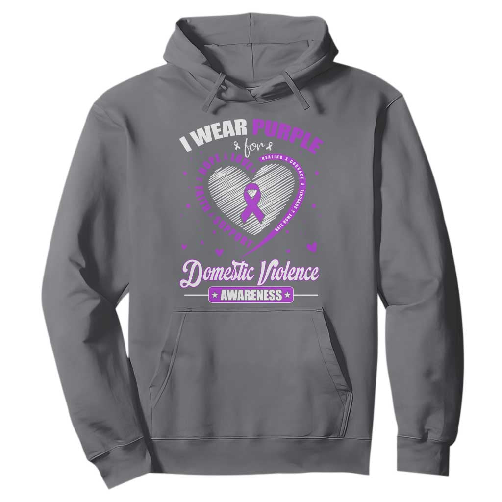 Domestic Violence Prevention Hoodie Purple Ribbon Support Survivor