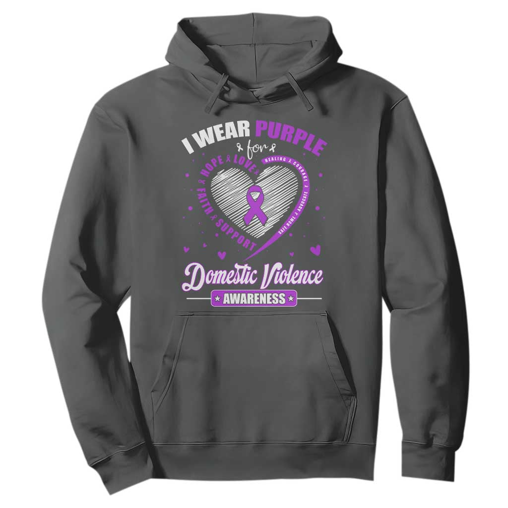 Domestic Violence Prevention Hoodie Purple Ribbon Support Survivor