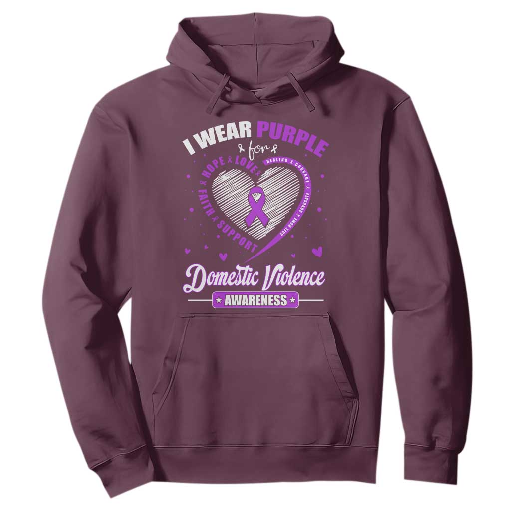 Domestic Violence Prevention Hoodie Purple Ribbon Support Survivor
