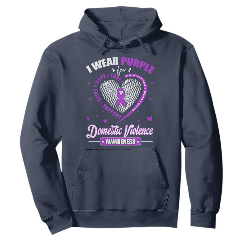 Domestic Violence Prevention Hoodie Purple Ribbon Support Survivor