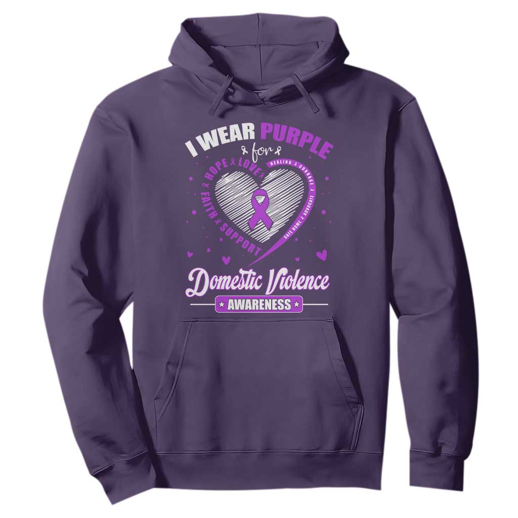 Domestic Violence Prevention Hoodie Purple Ribbon Support Survivor