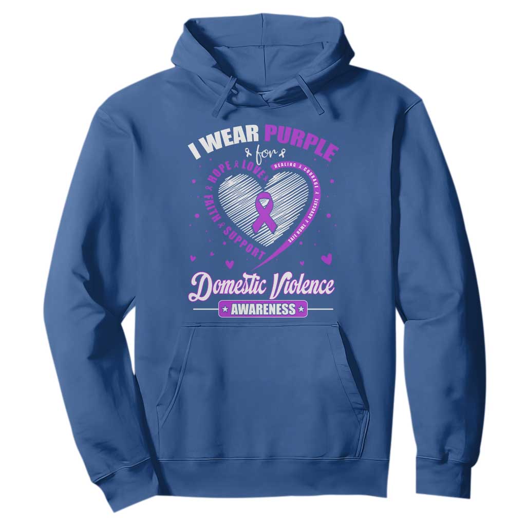 Domestic Violence Prevention Hoodie Purple Ribbon Support Survivor