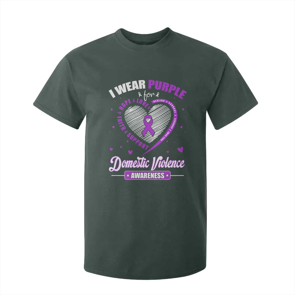 Domestic Violence Prevention T Shirt For Kid Purple Ribbon Support Survivor