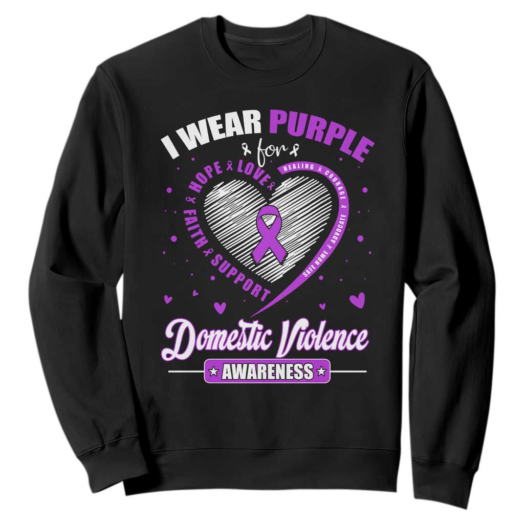 Domestic Violence Prevention Sweatshirt Purple Ribbon Support Survivor