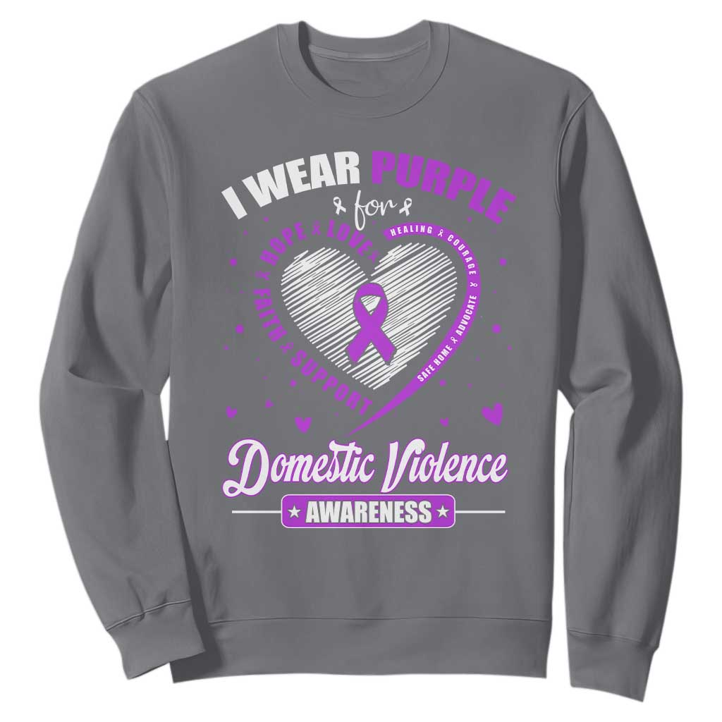Domestic Violence Prevention Sweatshirt Purple Ribbon Support Survivor