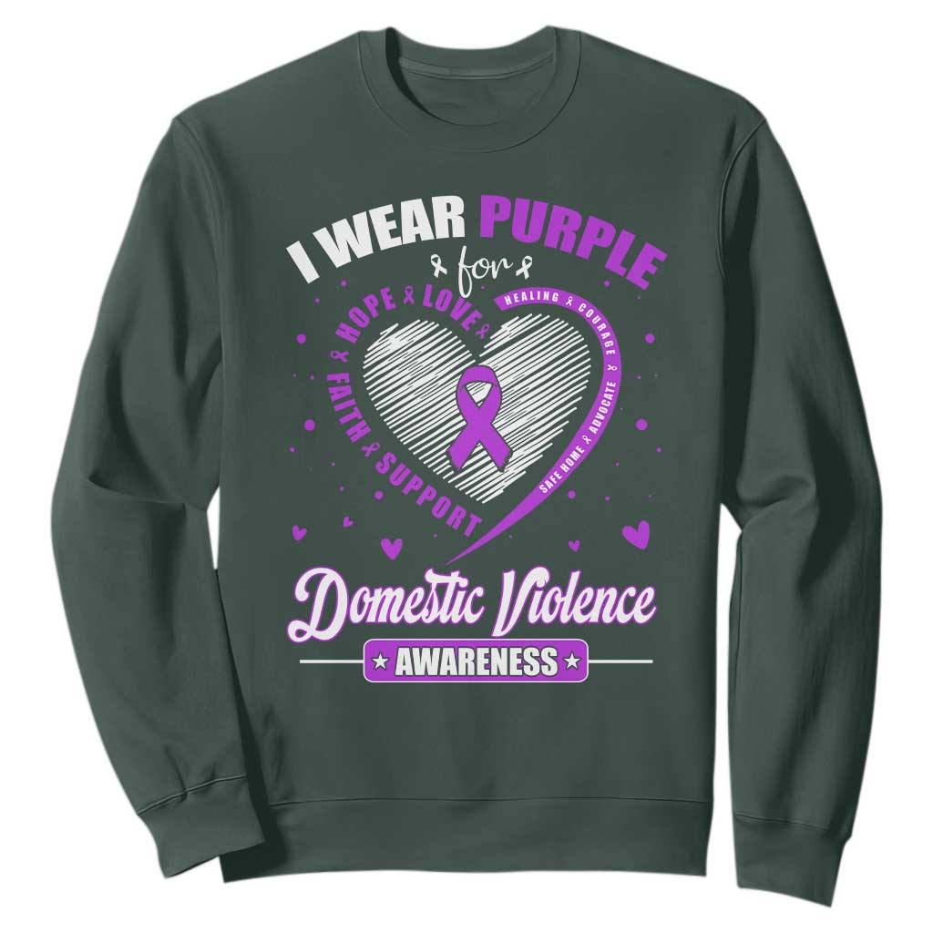 Domestic Violence Prevention Sweatshirt Purple Ribbon Support Survivor
