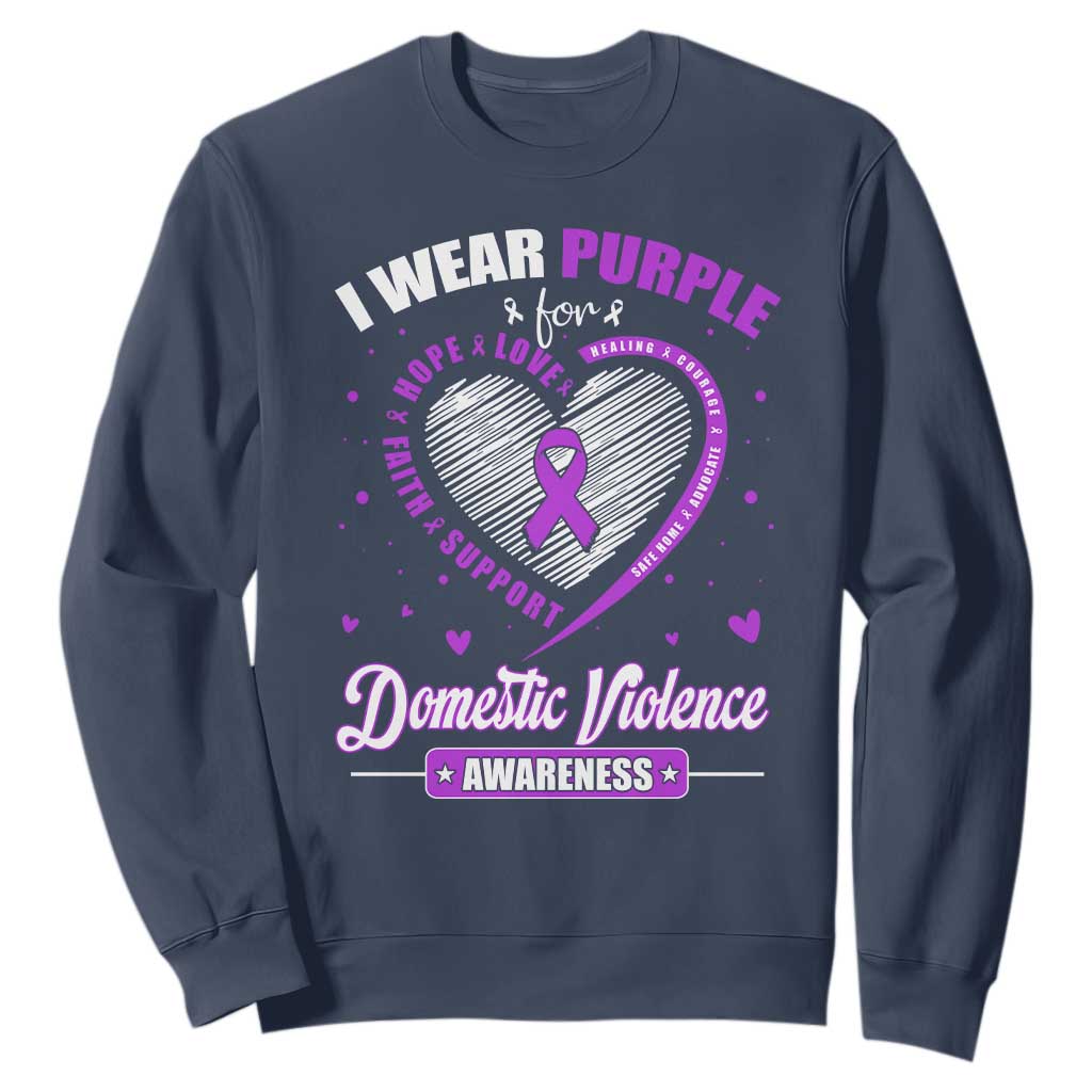 Domestic Violence Prevention Sweatshirt Purple Ribbon Support Survivor