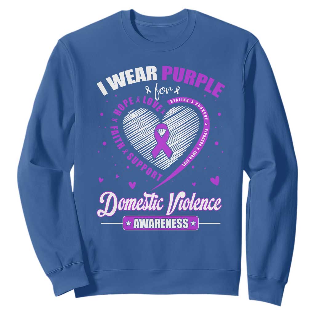 Domestic Violence Prevention Sweatshirt Purple Ribbon Support Survivor