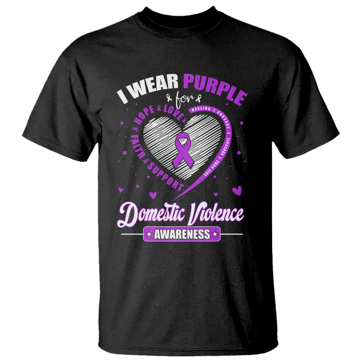 Domestic Violence Prevention T Shirt Purple Ribbon Support Survivor
