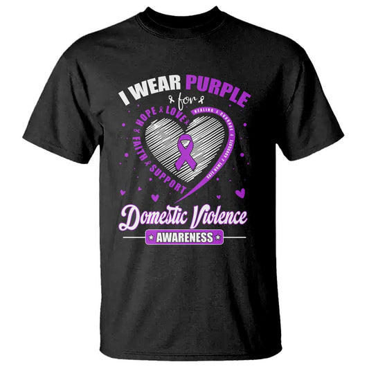 Domestic Violence Prevention T Shirt Purple Ribbon Support Survivor