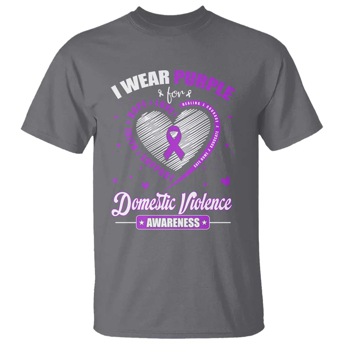 Domestic Violence Prevention T Shirt Purple Ribbon Support Survivor