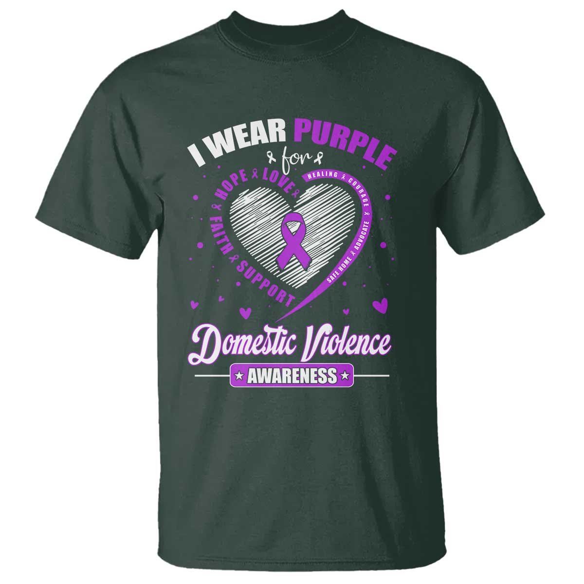 Domestic Violence Prevention T Shirt Purple Ribbon Support Survivor