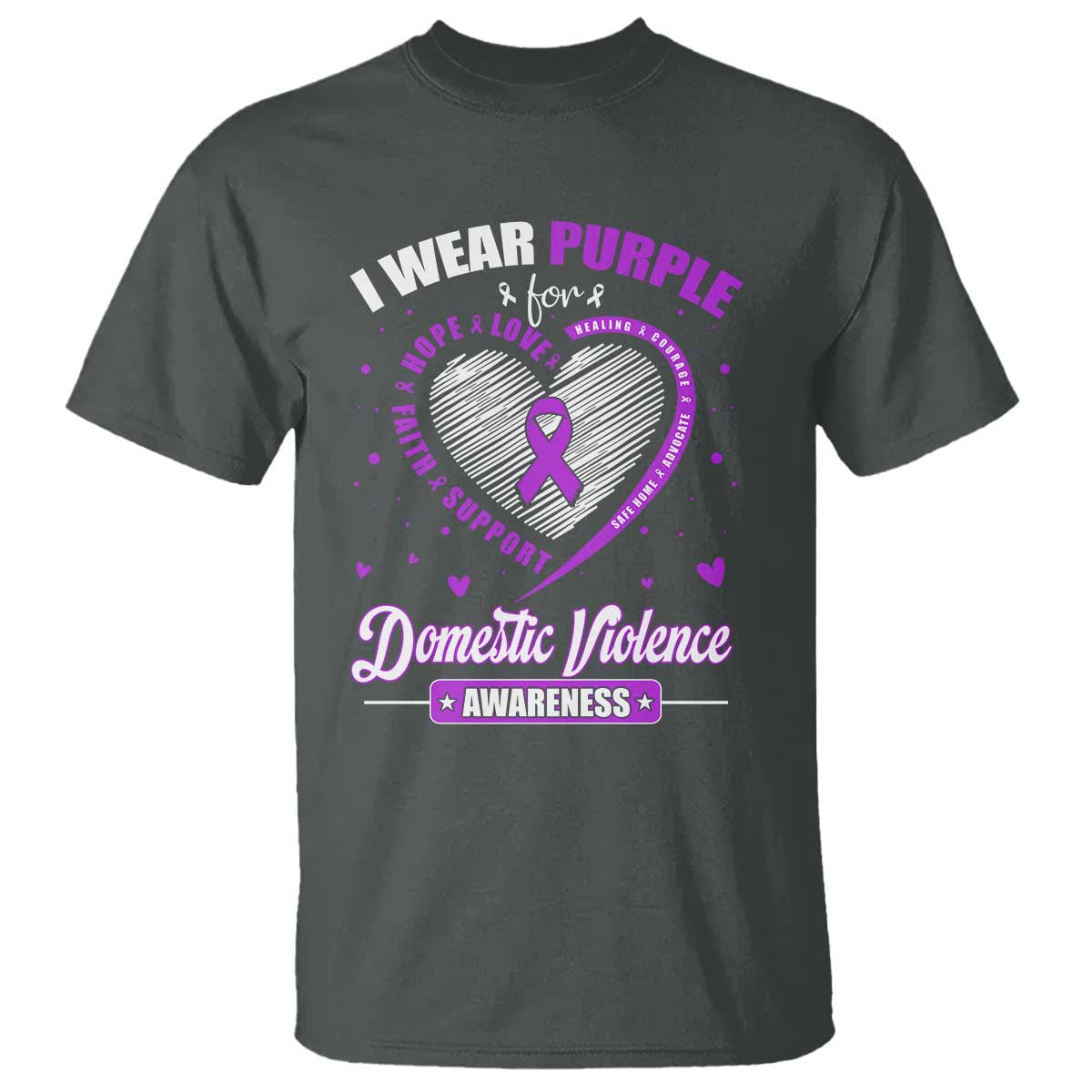 Domestic Violence Prevention T Shirt Purple Ribbon Support Survivor