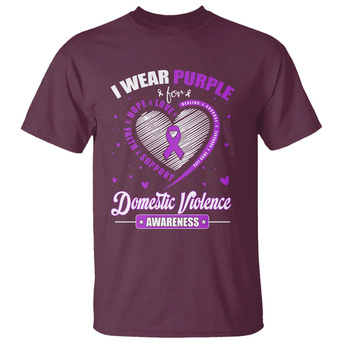 Domestic Violence Prevention T Shirt Purple Ribbon Support Survivor