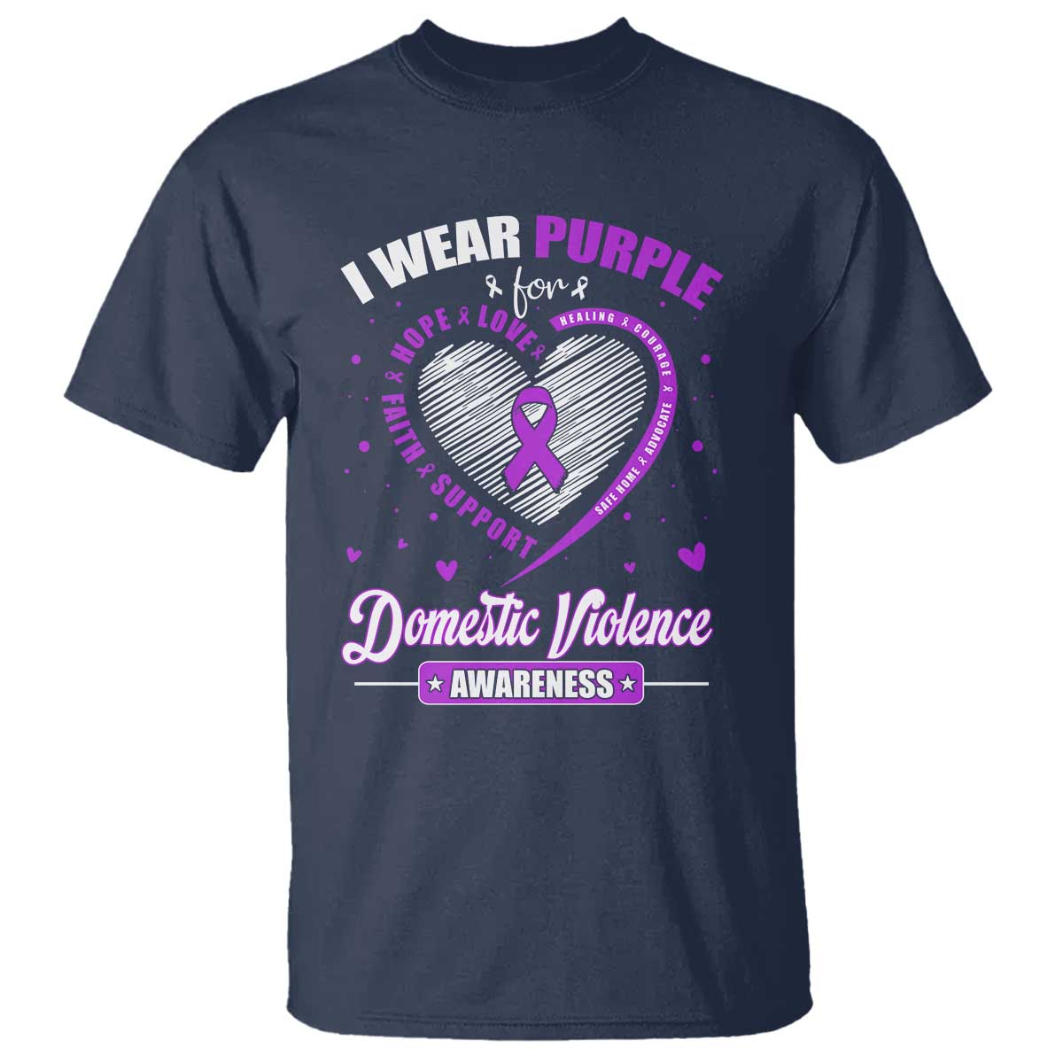 Domestic Violence Prevention T Shirt Purple Ribbon Support Survivor
