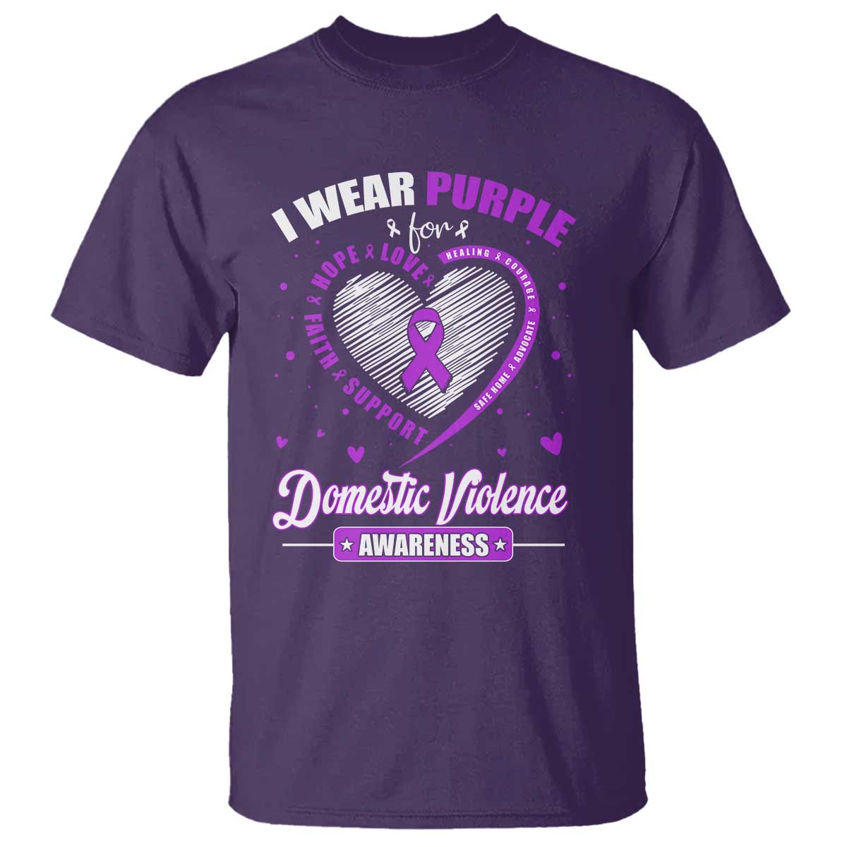 Domestic Violence Prevention T Shirt Purple Ribbon Support Survivor