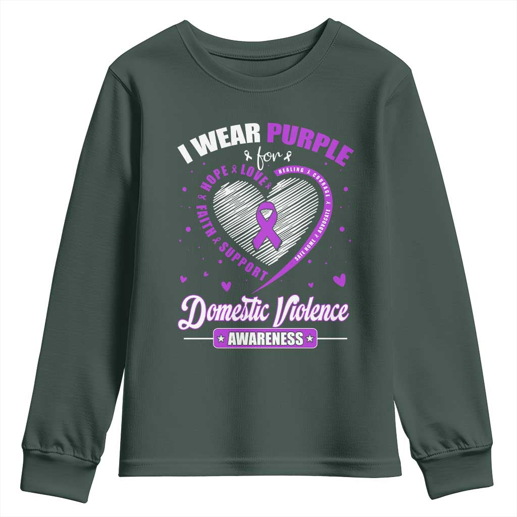 Domestic Violence Prevention Youth Sweatshirt Purple Ribbon Support Survivor