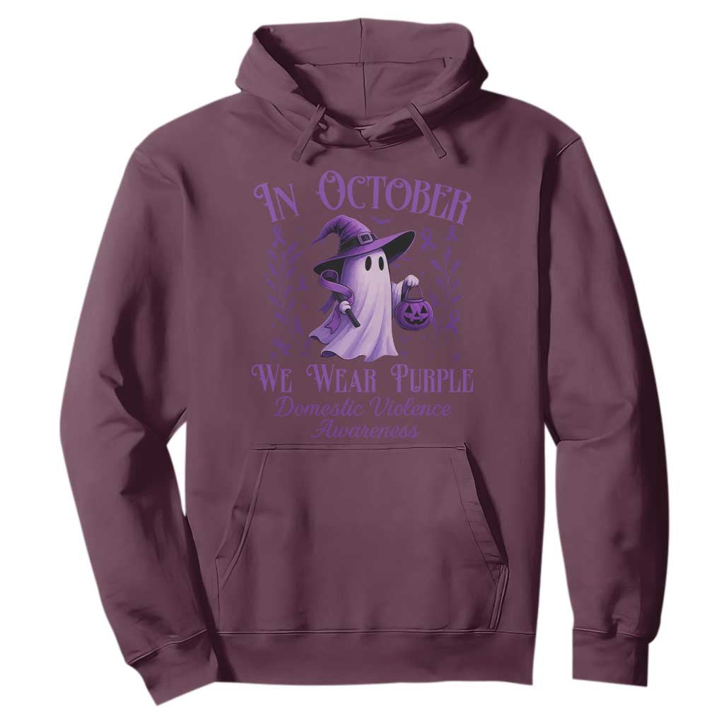 Domestic Violence Prevention Hoodie Halloween October Wear Purple Ghost Support Squad