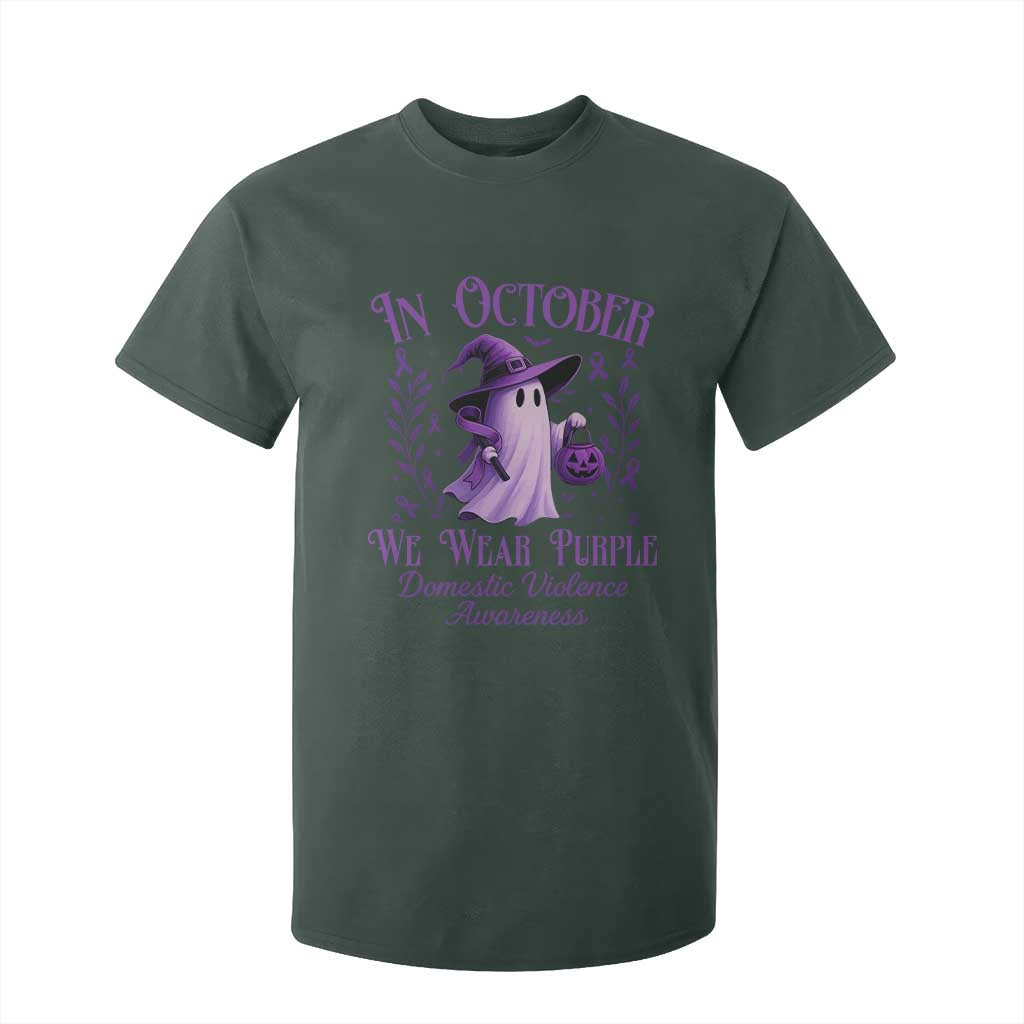 Domestic Violence Prevention T Shirt For Kid Halloween October Wear Purple Ghost Support Squad