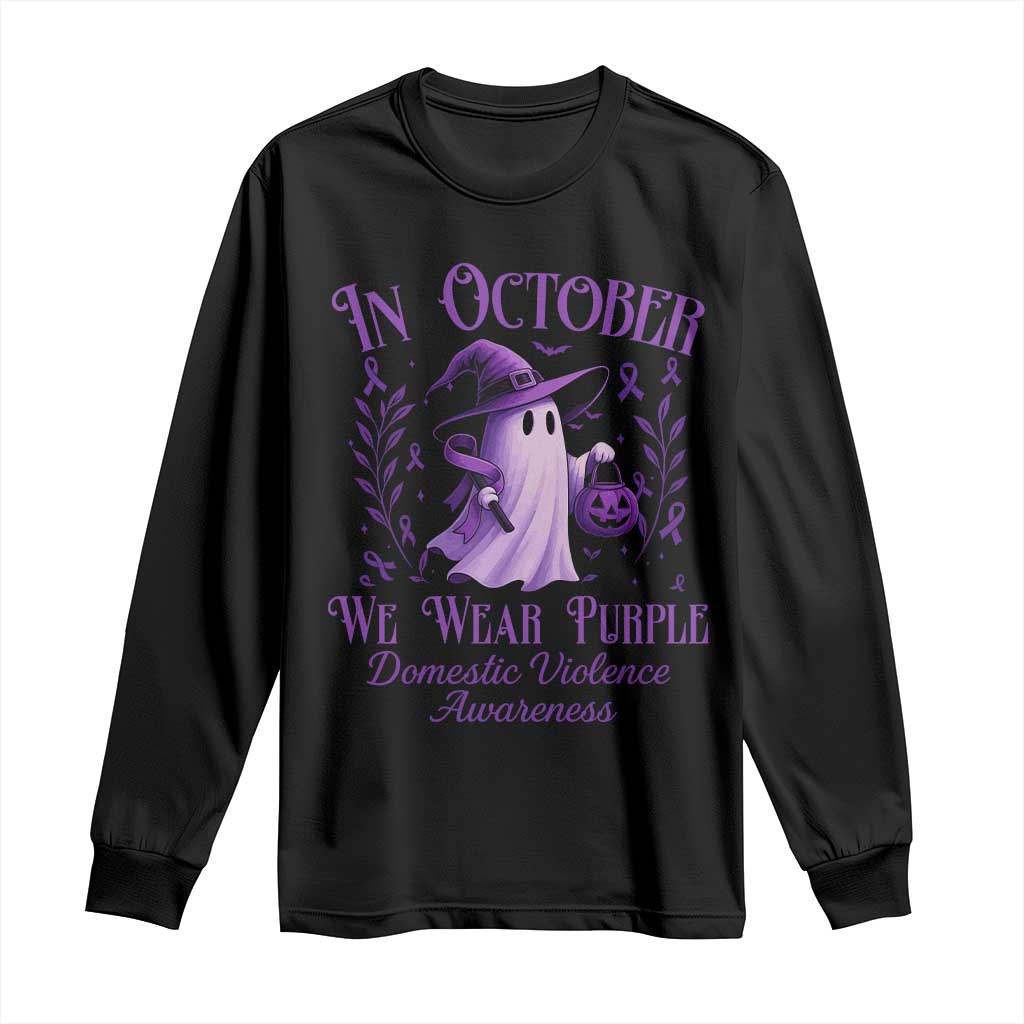 Domestic Violence Prevention Long Sleeve Shirt Halloween October Wear Purple Ghost Support Squad