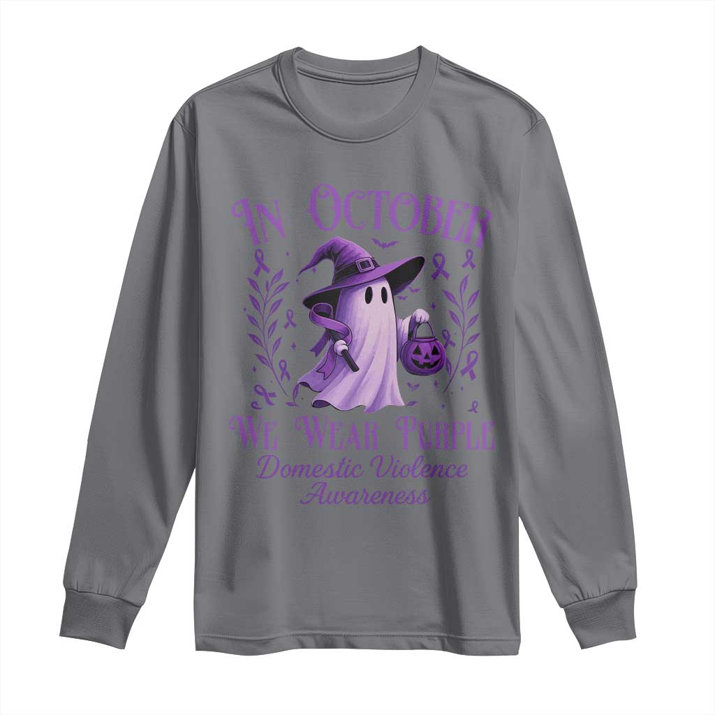 Domestic Violence Prevention Long Sleeve Shirt Halloween October Wear Purple Ghost Support Squad