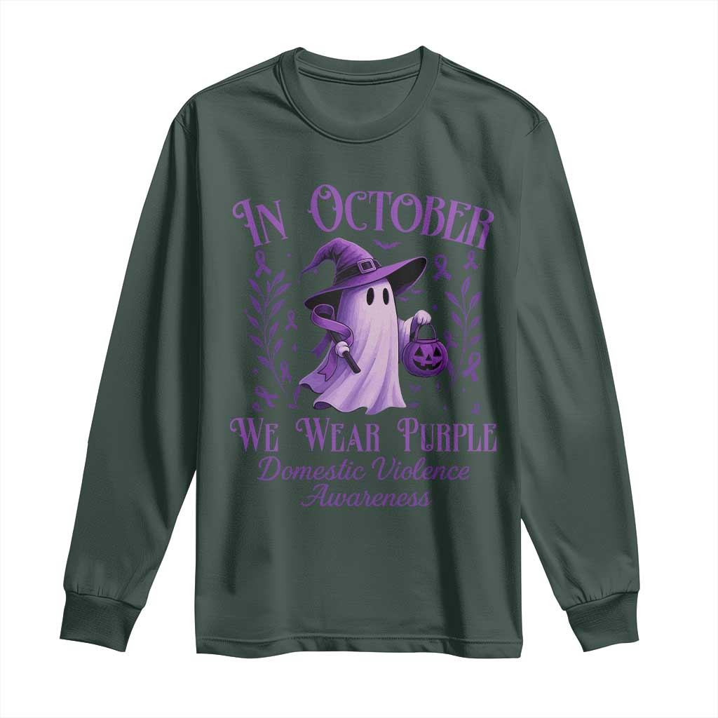 Domestic Violence Prevention Long Sleeve Shirt Halloween October Wear Purple Ghost Support Squad