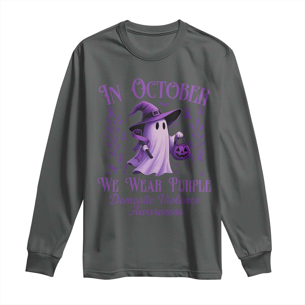Domestic Violence Prevention Long Sleeve Shirt Halloween October Wear Purple Ghost Support Squad